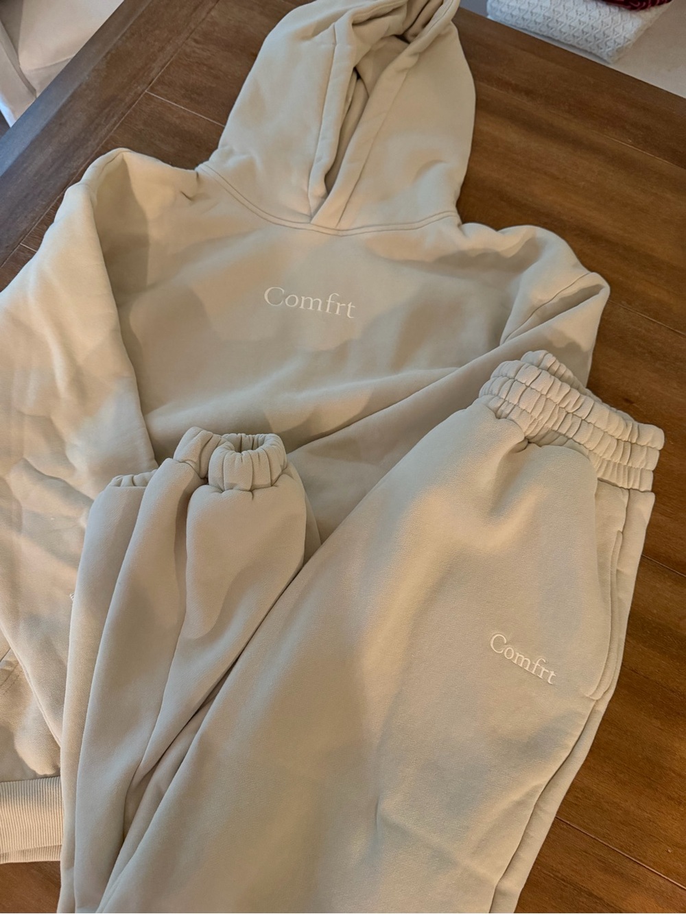 Comfrt Women’s Beige Sweat Set - 'Comfrt' Cozy Bottoms